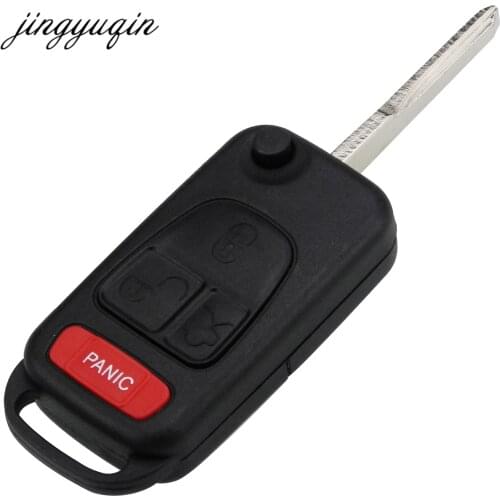 Jingyuqin 10pcs/lot Flip Remote Car Key Shell For Benz MB ML350 ML500 ML320 ML55 AMG ML430 4 Button 3 + Panic Entry Keyless Case
