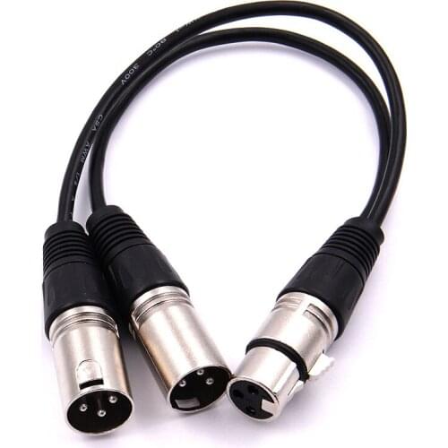 PZ hot sale Best 3P Female Jack to 2 Male XLR Plug Y Splitter Cable Adaptor 1 FT for MIC Microphone Foot Cord