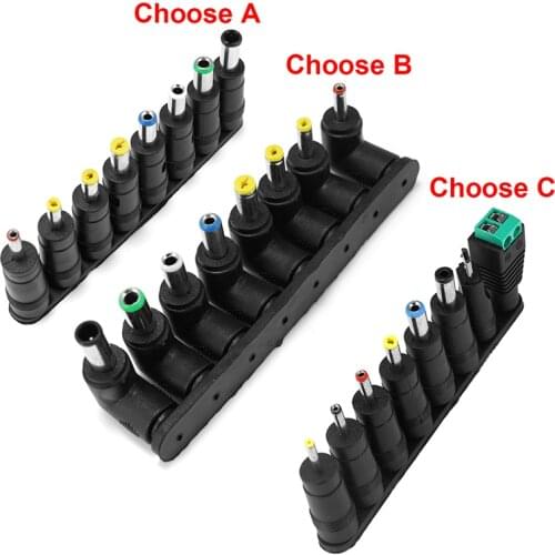 DC Power Supply Jack Sets 5.5x2.1mm Female Plug Adapter To 8 Male Tips Connector For Laptop Notebook Solar Panel Battery Holder