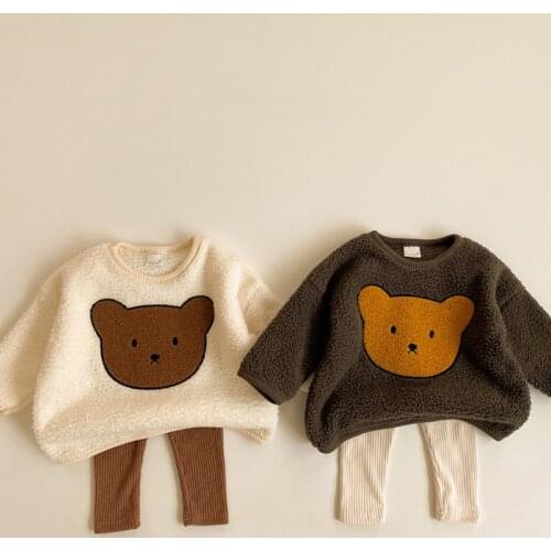 MILANCEL 2020 Winter Baby Hoodies Cute Bear Suit Boys Sweatshirts Fleece Girls Pullover