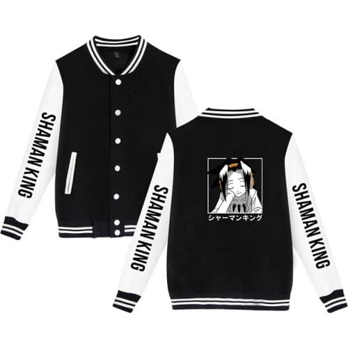 Fashion Print Shaman King Cartoon Baseball Jackets Coat Men Women Pocket Long Sleeve Harajuku Anime Hoodies Sweatshirts Tops 4XL
