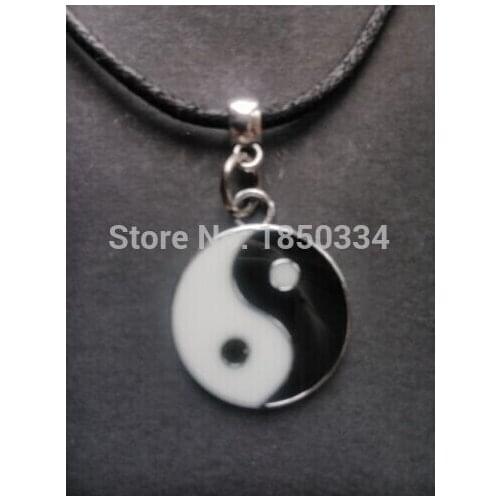 10pcs Fashion Tibetan silver enamel yin yang fish Charms Choker LEATHER Necklace DIY Findings For Woman Pendants Jewelry B43