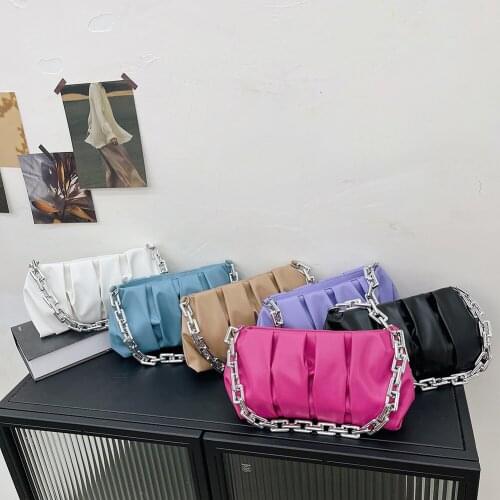 Fashion Women Shoulder Bags Pleated Solid Color Underarm Bag Small Hobos Purse Handbags for Shopping Travel Supplies