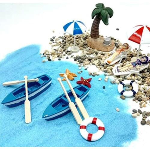 18Pcs Beach Style Miniature Ornament Kits Set for DIY Fairy Garden Dollhouse Decoration Blue Sand Cute Girls Beach Chair Boat