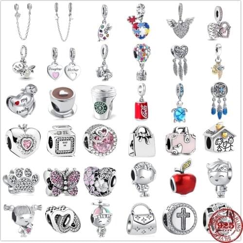 New Original 925 Sterling Silver Bow Bella Robot Pendant Bead Charms Rose Gold Fit Pandora charm Bracelets Women DIY Jewelry