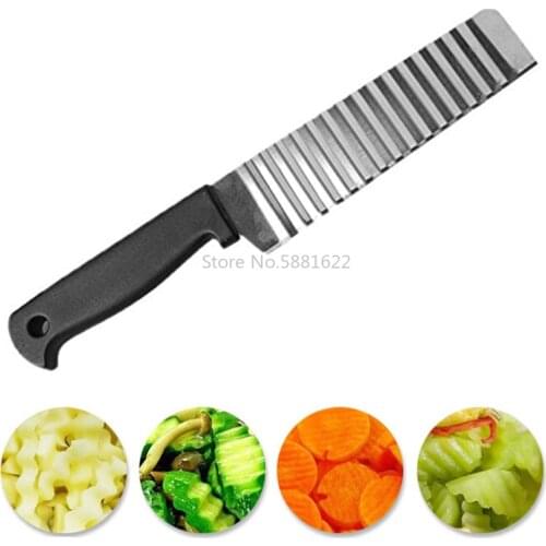 Potato French Fry Cutter Stainless Steel Serrated Blade Slicing vegetable Fruits slicer Wave Knife Chopper Kitchen Accessories
