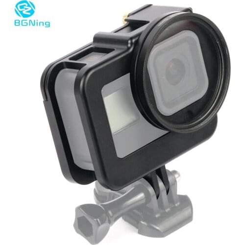 Upgrade Protective Case for Gopro8 Protective Frame Housing Shell for Go Pro Hero 8 Black w/ Hot Shoe Mount UV Lens Adapter