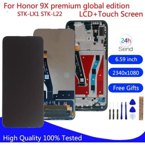 Original For Huawei Honor 9X Premium global edition STK-LX1 STK-L22 LCD Display Touch Screen Digitizer Assembly With Frame+Tools