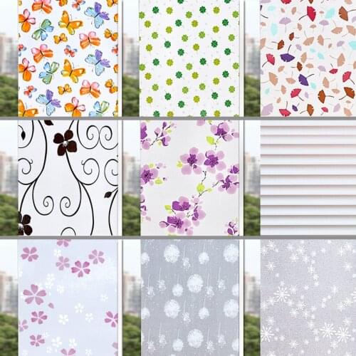 Pastoral Flower Series Glue-free Anti-peeping Frosted Glass Sticker Opaque Toilet Bathroom Anti-light Window Glass Film
