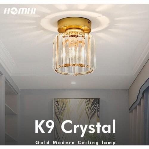 Luxury Modern Crystal Ceiling Light K9 Gold Round Nordic Decoration Home Stairway Loft Balcony Led Ceiling Overlapped Projection