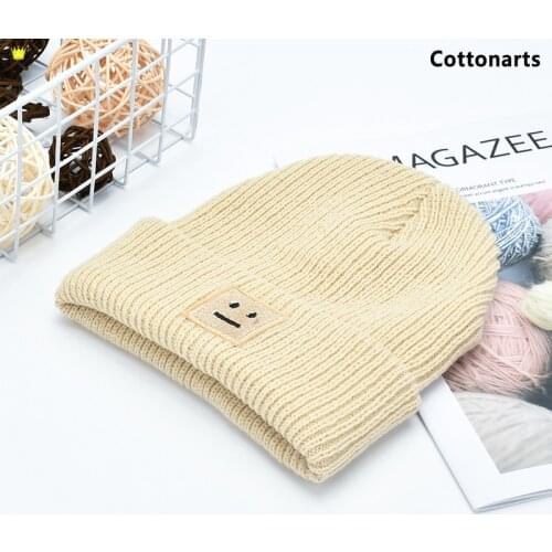 New Popular Smiling Face Beanie Skull Cap Wool Knitted Warm Couple Lovers All-match Acne Hats Tide Streetwear Hip-hop Caps Adult