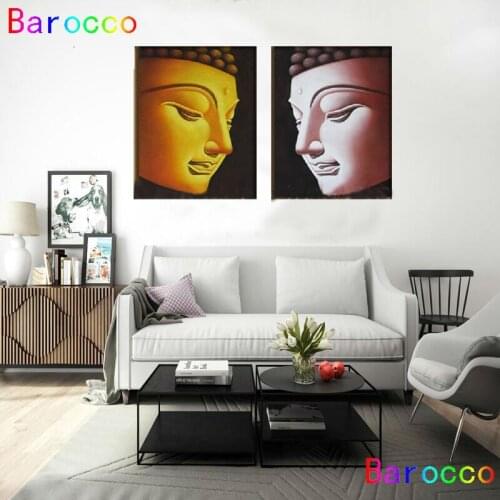 Modern abstract fashion oil painting on canvas for home decoration gold budha head free shipping