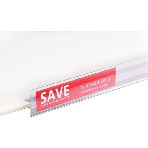 90cm Middle clip data strip glass wood shelf guard cover channel label holder strip sign clip price tag display Clamp