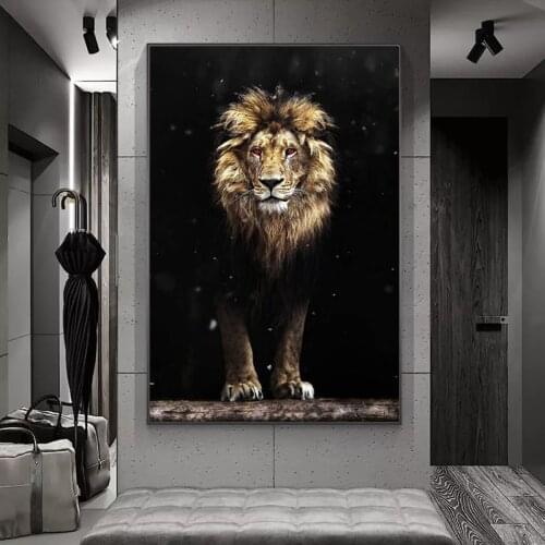 Ferocious Lion Male Lion Animal Realistic Poster Mural Family Bedroom Childrens Room Wall Decoration Canvas Art (no Frame)