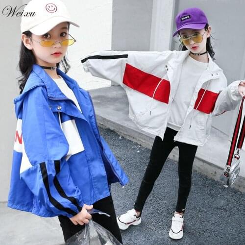 Children Outerwear Jackets 2020 Spring Autumn Kids Windproof White Hooded Windbreaker Clothes Toddler Girls School Uniform Coat