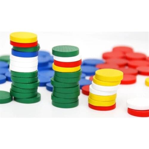 50/100pcs High quality 25*4mm Wooden Pieces Puzzle Board Game Colorful Chess Pieces For DIY Games Accessories