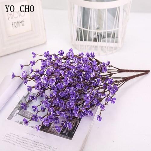 YO CHO Plum Cherry Blossom Artificial Silk Flower Flores Sakura Tree Branch Home Table Room Decor DIY Wedding Decor Fake Flowers