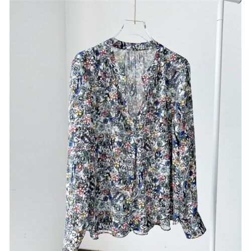 2021 Summer New Arrive Floral Printed Women Shirt Long Sleeve Fashion Lady Blouse