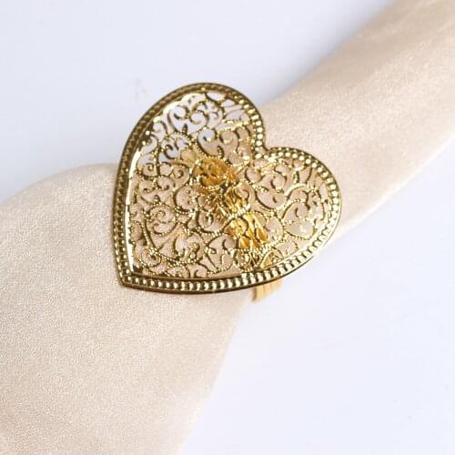 12PCS/Metal gold love heart Valentines Day napkin ring table top decoration used for party wedding banquet reception Western fo