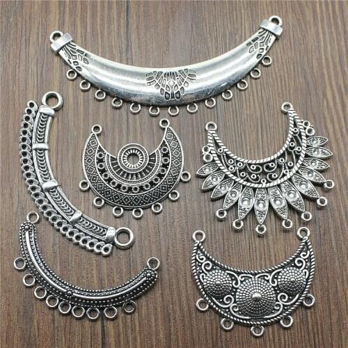 2pcs Antique Silver Color Necklace Connector Charms Pendant Jewelry Connector Charms For Necklace Jewelry Making