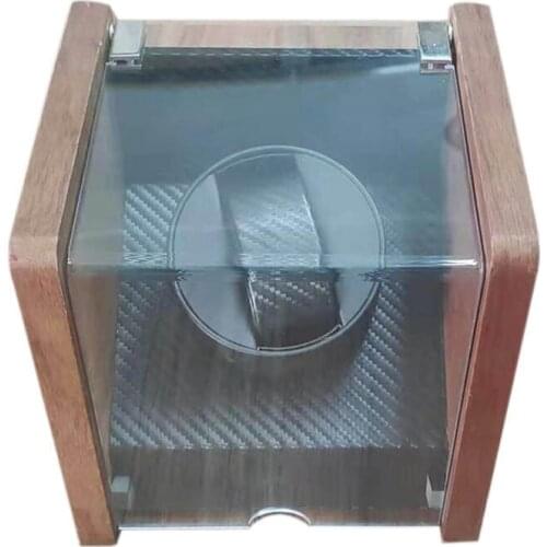 220V Mechanical Watch Shaker Watch Walnut Wood Shaker 1 Digit Electric Transparent Turntable Automatic Watch Box US Plug