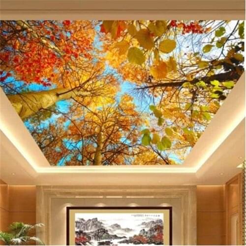 Beibehang 3d photo wallpaper Custom mural Autumn leaves nature landscape sun background ceiling 3d mural wall paper decor