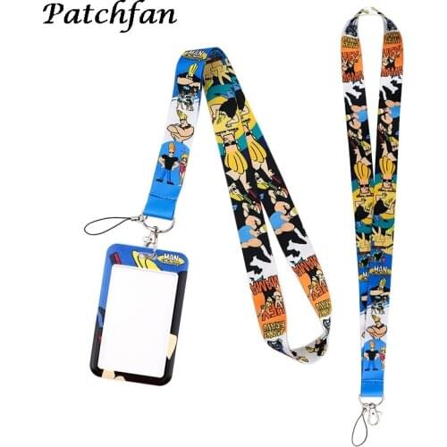AD560 Patchfan Cartoon Man Lanyard Keychain key Badge ID Mobile Phone Rope Cute Gifts Lanyard With Card Holder