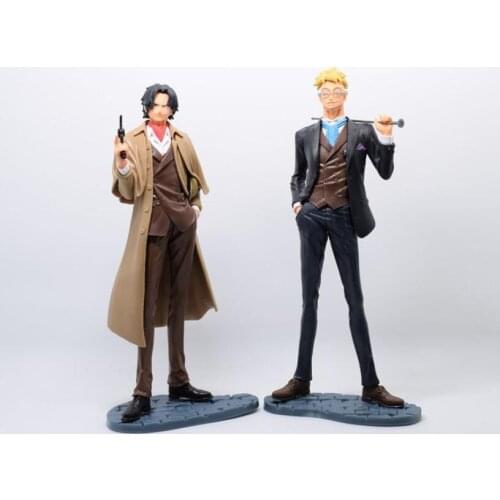 Anime One Piece Portgas D Ace & Marco as detective PVC Figure Collectible Model Toys 23cm