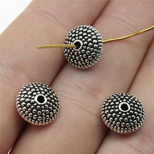 Antique Silver Color 11x11x6mm Small Holes Bead Space Beads Pendants For Bracelets Making Jewelry 4 Pieces
