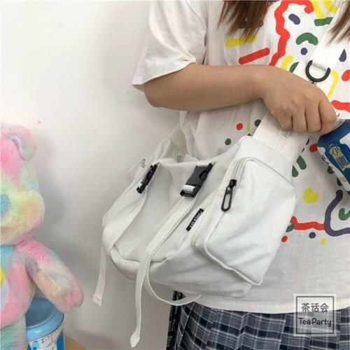 Large Capacity Canvas Bag Gothic Crossbody Bags For Women Handbag Solid Color Unisex Messenger Bag Outdoor Short Travel Pouch