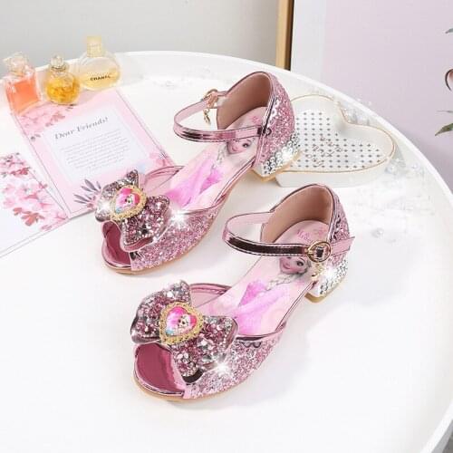 Disney summer new frozen elsa girls high-heeled sandals little girl princess shoes children fish mouth sandals
