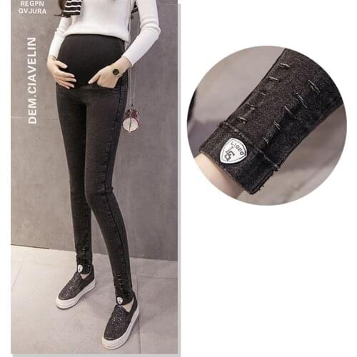 Pregnancy Pants For Pregnant Women Denim Jeans Clothes Elastic Waist Stretch Maternity Leggings Clothing Gravida Trousers Wear