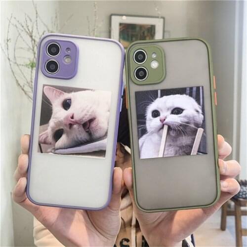Moskado Funny Animals Cat Cartoon Phone Case For iPhone 12 Pro Max 11 Pro Max 7 8 Plus X XS XR 2020 Clear Matte Hard PC Cover