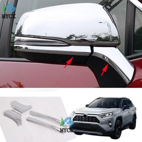 4pcs ABS Chrome Rear View Side Mirror Cover Decoration Trims For Toyota RAV 4 RAV4 Car Accessories 2019 2020