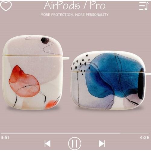 For airpods pro Cute Artistic watercolor keychain chain Wireless Headset bluetooth soft case for Apple AirPods 1 2 3 cover
