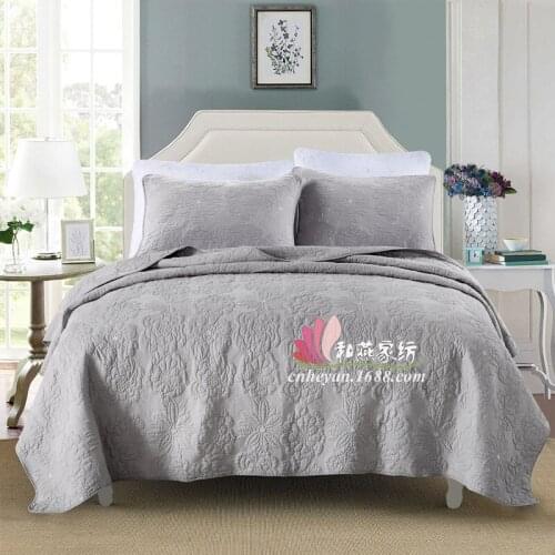 European Court Embroidery Pure Cotton Bed Cover Three-Piece Set Washed Air Conditioning Quilt