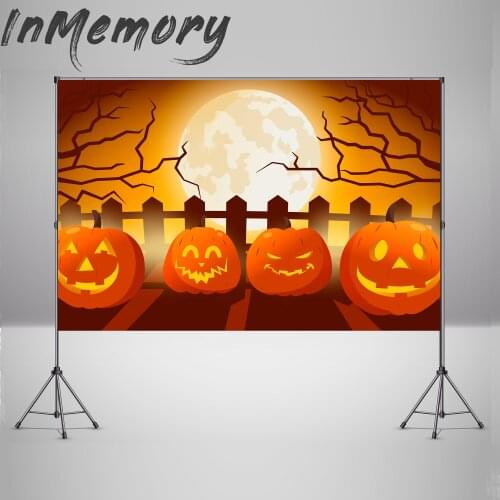 Photography Background Custom Pumpkim Halloween Birthday Backdrop Night Moon Baby Children Party Decor Banner Photo Booth