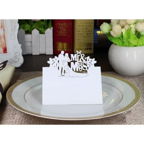 FunPa 50PCS Place Card Set Creative Mr Love Mrs Decor Place Card Table Name Card For Wedding Party