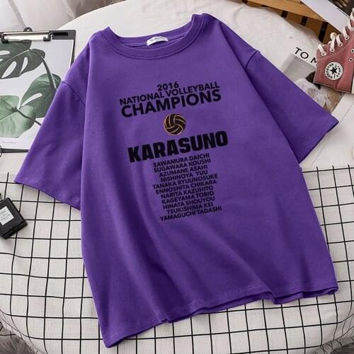 Haikyuu Karasuno Prints Womens T-Shirts Loose Japanese Short Sleeved Retro Big Size Clothing Aesthetic S-Xxxl Womans T-Shirts
