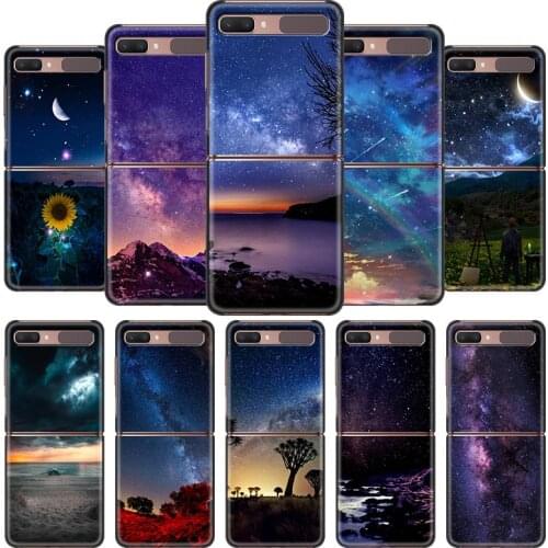 Hot Sale Phone Case For Samsung Galaxy Z Flip Black Hard Shockproof Back Cover ZFlip 5G Luxury Phone Fundas The Starry Sky Coque