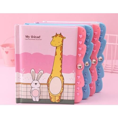 Kawaii Cartoon Waterproof Password Notebook Cute Cat Bear Travel Diary Journal Pink Paper Note Book Boy Gril School Stationery