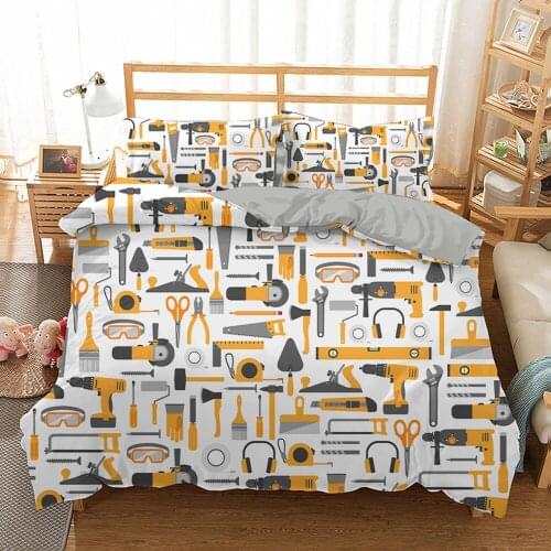 Cartoon Pictures Bedding Set Luxury Duvet Cover King Size 240x220 Quilt Cover Single Double Tool Pattern Comforter Bed Cover