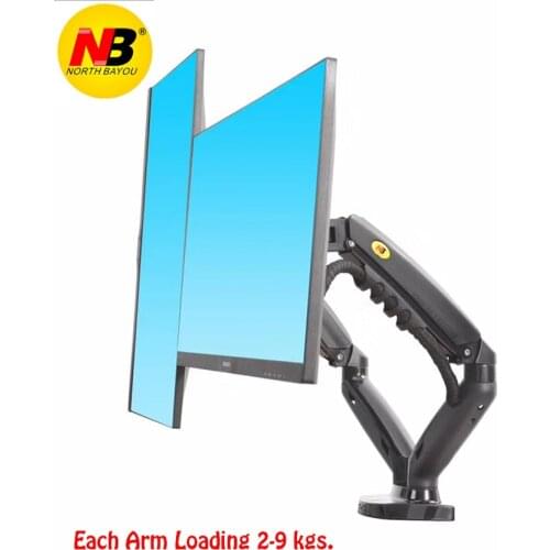 NORTHBAY NB F160 Gas Spring 360 Degree Desktop 17"-27" Dual Monitor Holder Arm Full Motion Monitor Mount Bracket Load 2-9kg each