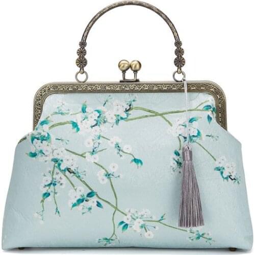 NEW Summer Green Flowers Vintage Fashion Tote Fringe Bags Shell Lock Chain Women Shoulder Crossbody Bag Womens Handbags Purses