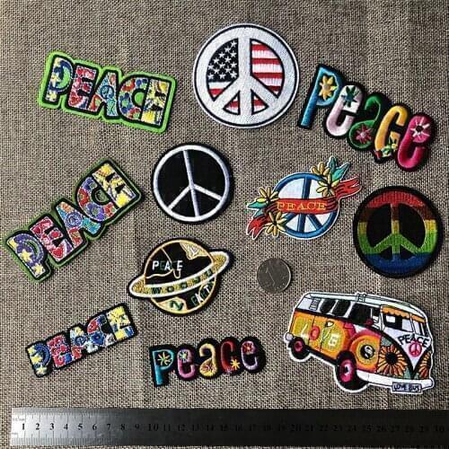 Rainbow Peace Letter Embroidery Patches Round Colorful Gay Pride Appliques for Clothing Iron on Love Badges 3D Diy Coats Decor