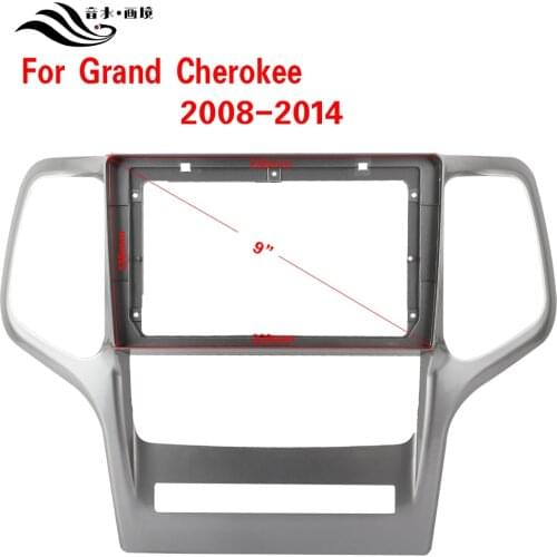 Double Din Silver ABS Trim Fascia Frame For Jeep Grand Cherokee refit 9 "car Android radio navigation DVD mounted dashboard