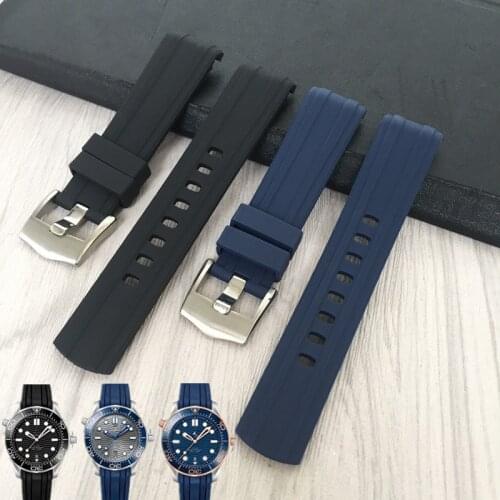 20mm Rubber Silicone Watch Strap New Fashion Needle Buckle Grind Arenaceous Substitute Belt Special for Omega Seamaster 300