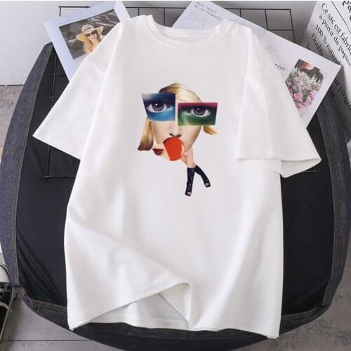 Big Eyes Girl Print Woman T-shirts Short Sleeve O-neck 2021 New Female Casual Oversize Tees Summer Harajuku Fashion Lady Clothes