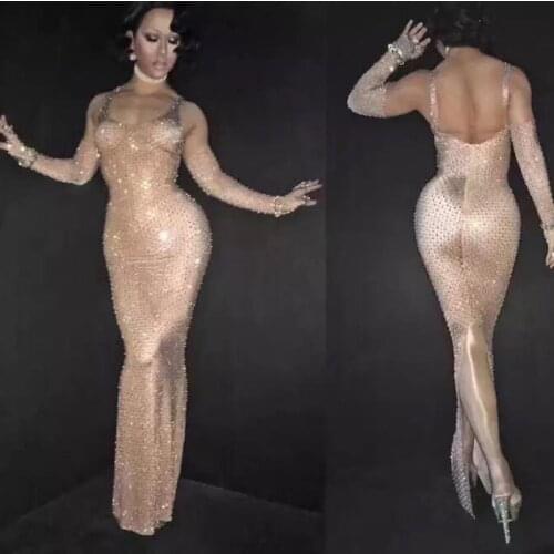 Sexy Sparkling Gold Sequin Party Prom Dress Women Sexy Birthday Evening Long Dress Singer Stage Dress