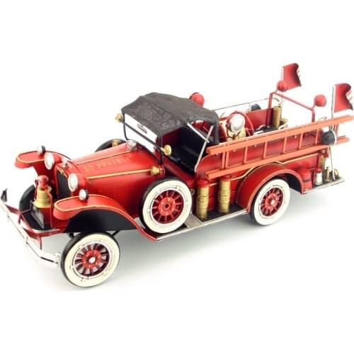 Antique classical American fire truck model retro vintage wrought metal crafts for home creative decoration, iron art